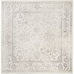 Safavieh Alfombra vintage de polipropileno blanco/plata, 235 x 235 cm
