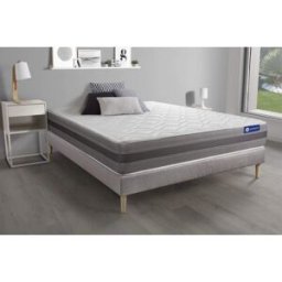 Actisom Somier gris + colchón con espuma viscoelástica 120 x 195