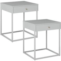 ebuy24 Mesita de noche pops 1 cajón con 2 piezas color blanco