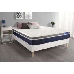 Actisom Somier blanco + colchón con espuma viscoelástica 120 x 195