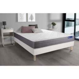 Actisom Somier blanco + colchón con espuma viscoelástica 120 x 195
