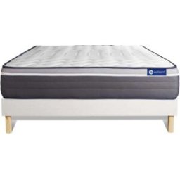 Actisom Somier blanco + colchón con espuma viscoelástica 160 x 195