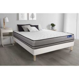 Actisom Somier blanco + colchón con látex y espuma viscoelástica 120 x 195