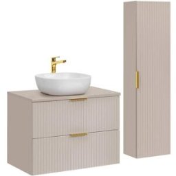 Petits meubles Conjunto de muebles con lavabo paneles de melamina y mdf beige