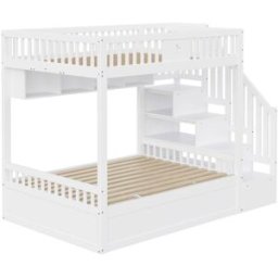 ComfortXL Litera madera almacenaje hidráulico blanca 140x200 cm