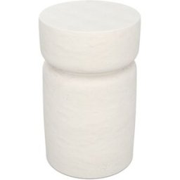 Maison Pavane Mesa auxiliar redonda blanca de fibra de arcilla efecto cemento d30 cm