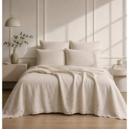 Febronie Juego de cama (65x65) lino beige claro 240x220