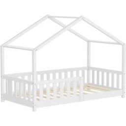 ML-Design Cama infantil en forma de casa madera blanca maciza de pino 80x160cm