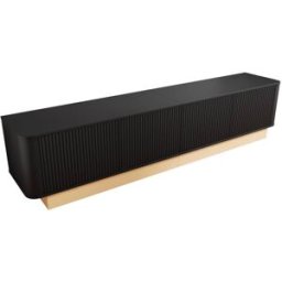 Urban Meuble Mueble TV negro de lujo con diseño ondulado y 4 puertas, 200 cm