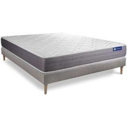 Actisom Somier gris + colchón con espuma viscoelástica 160 x 190