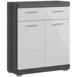 Xonox.home Mueble de baño scout 2 puertas, 1 cajón blanco alto brillo, color humo