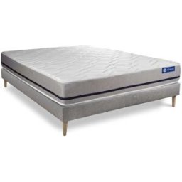 Actisom Somier gris + colchón con espuma viscoelástica 160 x 190