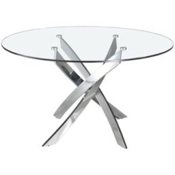 Angel Cerda Mesa comedor redonda cristal templado y acero cromado
