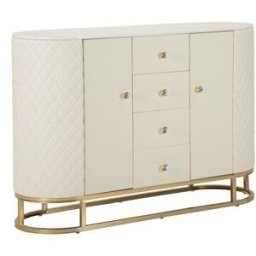Mauro Ferretti Mueble de metal dorado y ecopiel crema cm 120x40x85