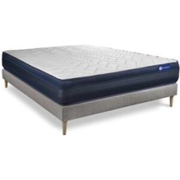 Actisom Somier gris + colchón con espuma viscoelástica 150 x 195