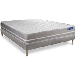 Actisom Somier gris + colchón con espuma viscoelástica 130 x 190