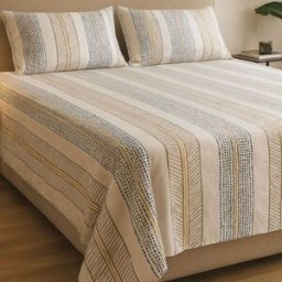 Alo Home Juego de sábanas 100% algodón 4 piezas estampado rayas cama 150 cm