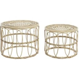 NIYLO Conjunto de 2 mesitas auxiliares de ratán marrón 50x50x41 cm