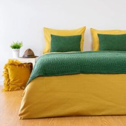 Casa da Laura Funda nórdica rombos 100% algodón mostaza cama 90 cm (160 x 220 cm 1