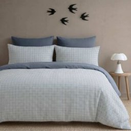 Febronie Juego de cama (65x65) algodón azul tormenta 240x220