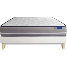 Actisom Somier blanco + colchón con espuma viscoelástica 150 x 195