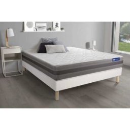 Actisom Somier blanco + colchón con espuma viscoelástica 120 x 195
