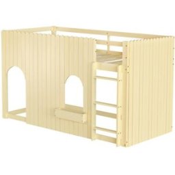 ComfortXL Cama alta infantil led madera natural 90x200 cm