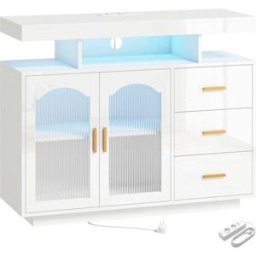 Homcom Aparador de salón 100x35x80 cm blanco brillante