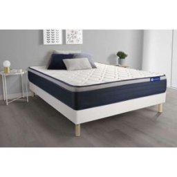Actisom Somier blanco + colchón con espuma viscoelástica 120 x 195