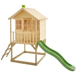 TP Toys Cabaña infantil sobre pilotes con tobogán madera marrón fsc®