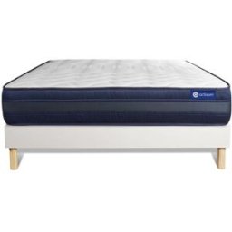 Actisom Somier blanco + colchón con espuma viscoelástica 150 x 195