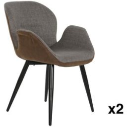 NIYLO Conjunto de 2 sillas de polipiel marrón 63x62x84 cm