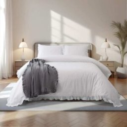 Casa da Laura Funda nórdica liso 100% algodón blanco cama 90 cm (160 x 220 cm 1 co