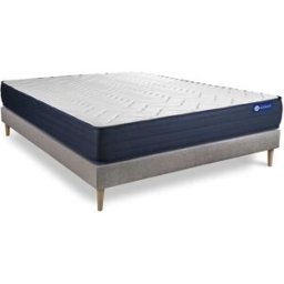 Actisom Somier gris + colchón con espuma viscoelástica 135 x 190