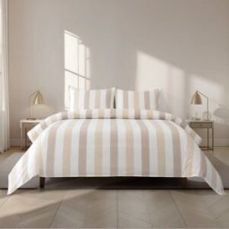 Casa da Laura Funda nórdica rayas 100% algodón marrón cama 105 cm (180 x 220 cm 1