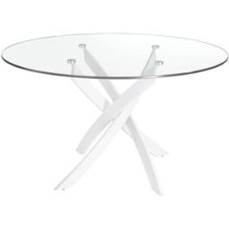 Angel Cerda Mesa comedor redonda cristal templado y acero blanco