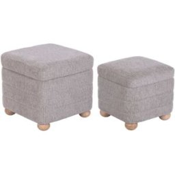 NIYLO Conjunto de 2 reposapiés de poliéster marrón 43x43x40 cm