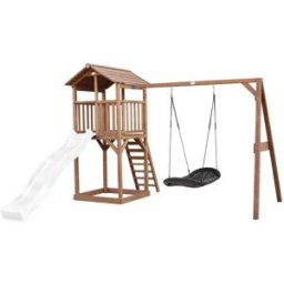Axi Parque infantil con tobogán, columpio tipo nido, madera, marrón