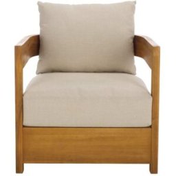 Safavieh Juego de 2 sillones de madera, tela y espuma en color beige.
