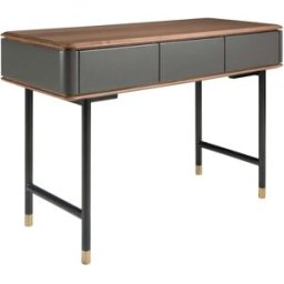 Angel Cerda Consola rectangular nogal, madera gris oscuro y acero negro