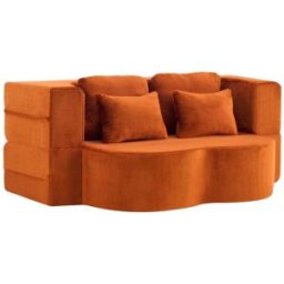 OKWISH Sofá cama de suelo naranja de espuma plegable 143x36x36 cm