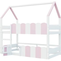 ComfortXL Litera infantil casa blanca rosa 90x200 cm
