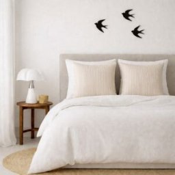 Febronie Juego de cama (65x65) algodón blanco / arena 240x220