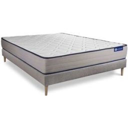 Actisom Somier gris + colchón con espuma viscoelástica 160 x 195