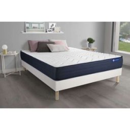 Actisom Somier blanco + colchón con espuma viscoelástica 120 x 195