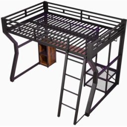ComfortXL Cama alta infantil con escritorio perchero y led 140 x 200 cm