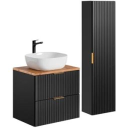 Petits meubles Conjunto de muebles lavabo individual paneles de melamina y mdf negro