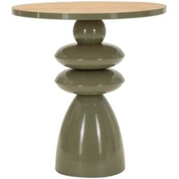 Mauro Ferretti Mesa metálica con tablero de madera, ø 45,5 x 49 cm