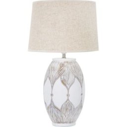 Mauro Ferretti Lámpara de mesa en resina blanca con pantalla beige ø cm 38x67