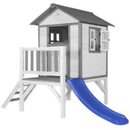 Axi Casita infantil con tobogán en azul de madera fsc, blanco